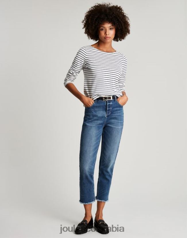 Joules vestir mujer top de punto de manga larga Harbour H0604R53 raya azul marino crema
