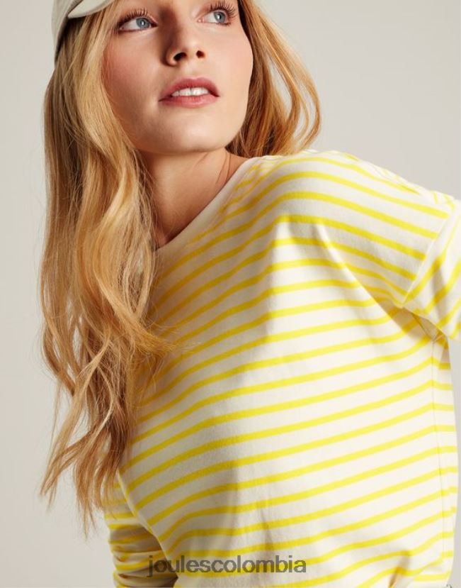 Joules vestir mujer top esther de manga larga con hombros caídos H0604R10 raya amarilla