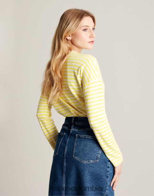 Joules vestir mujer top esther de manga larga con hombros caídos H0604R10 raya amarilla