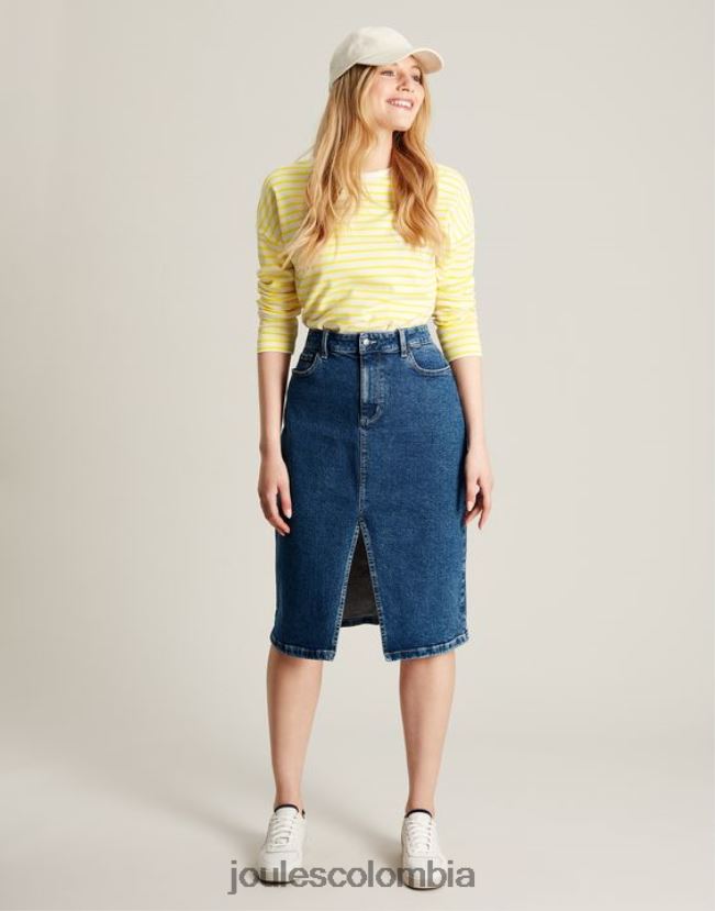 Joules vestir mujer top esther de manga larga con hombros caídos H0604R10 raya amarilla
