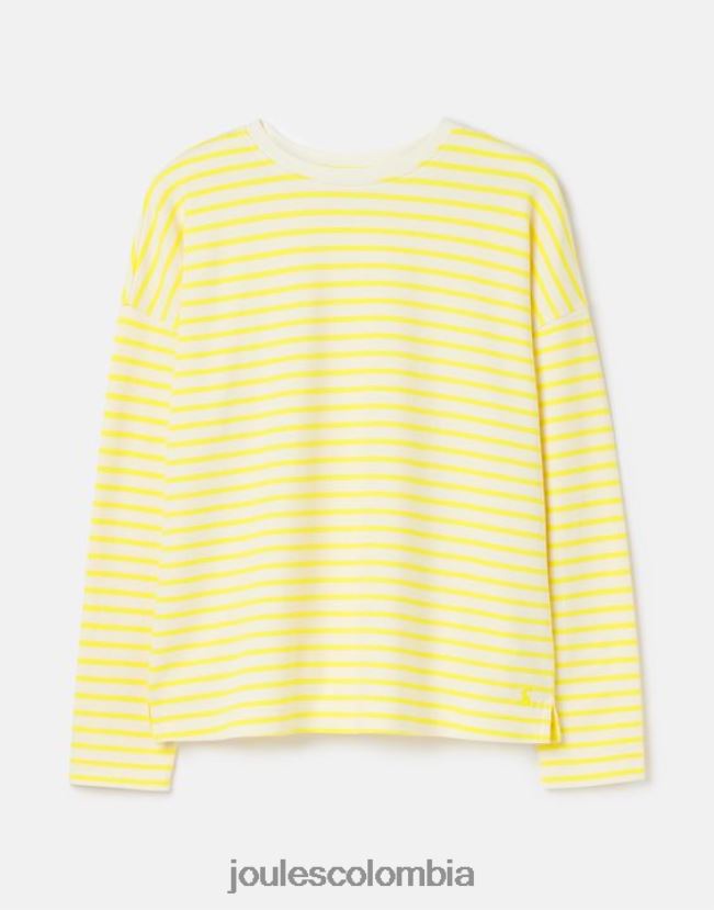 Joules vestir mujer top esther de manga larga con hombros caídos H0604R10 raya amarilla