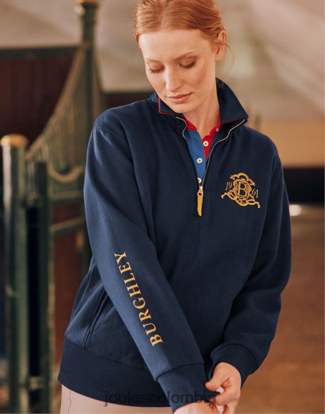 Joules vestir mujer sudadera burghley acolchada con cremallera de 1/4 H0604R112 marina francesa