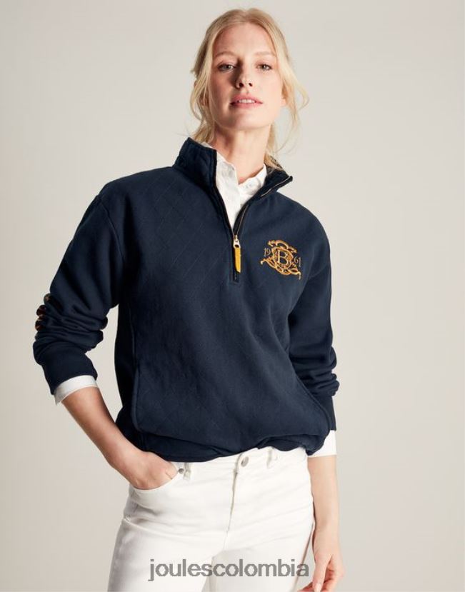 Joules vestir mujer sudadera burghley acolchada con cremallera de 1/4 H0604R112 marina francesa