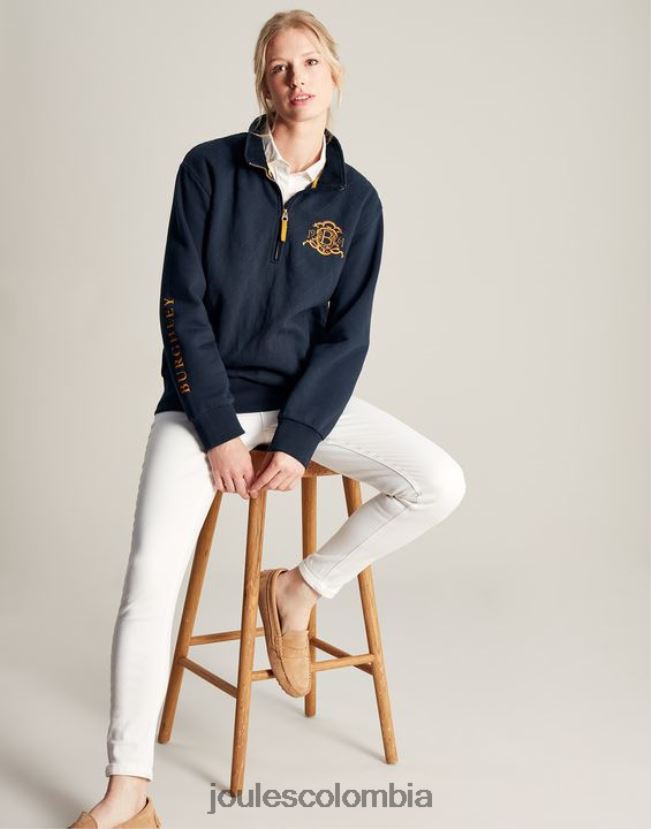 Joules vestir mujer sudadera burghley acolchada con cremallera de 1/4 H0604R112 marina francesa