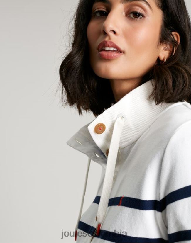 Joules vestir mujer sudadera con cuello alzado Southwold H0604R22 raya crema azul marino