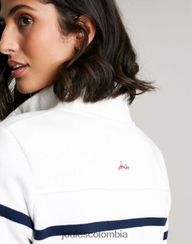 Joules vestir mujer sudadera con cuello alzado Southwold H0604R22 raya crema azul marino