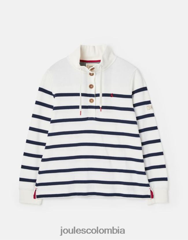 Joules vestir mujer sudadera con cuello alzado Southwold H0604R22 raya crema azul marino