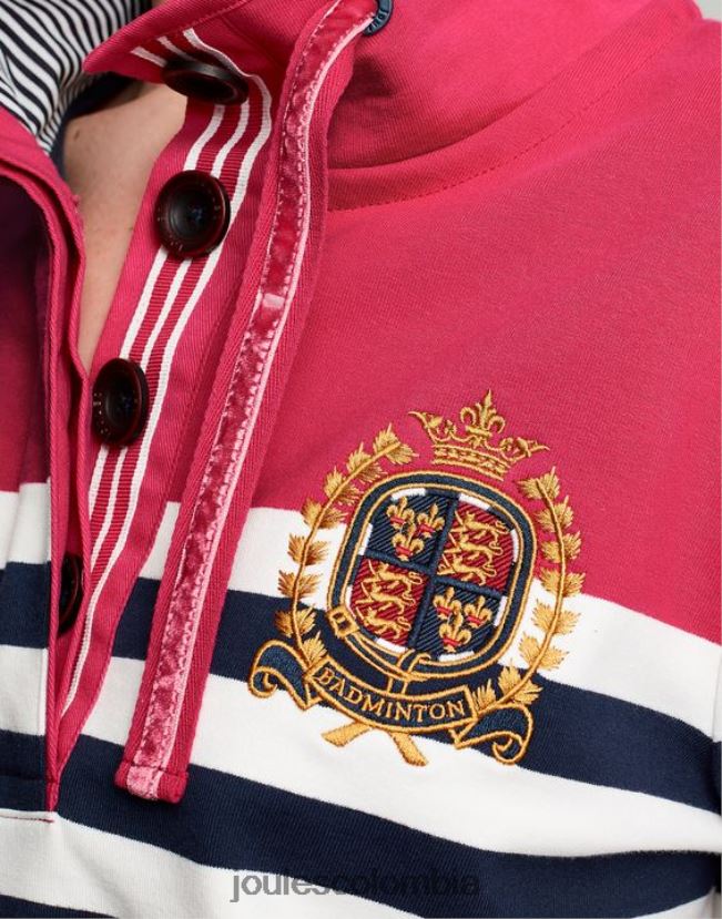 Joules vestir mujer sudadera con cuello alzado badminton saunton H0604R28 raya azul marino rosa