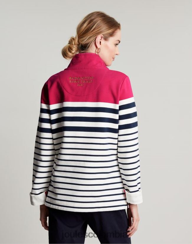 Joules vestir mujer sudadera con cuello alzado badminton saunton H0604R28 raya azul marino rosa