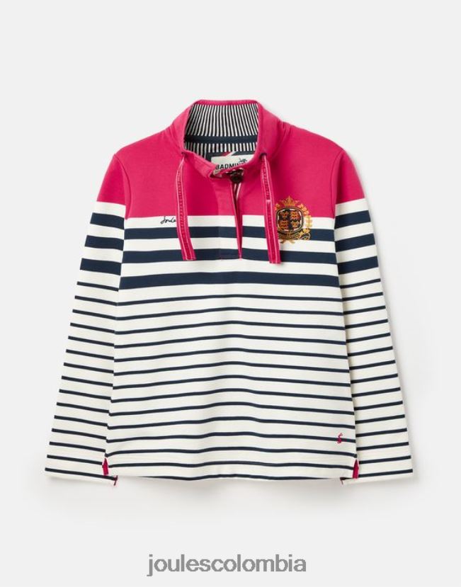 Joules vestir mujer sudadera con cuello alzado badminton saunton H0604R28 raya azul marino rosa