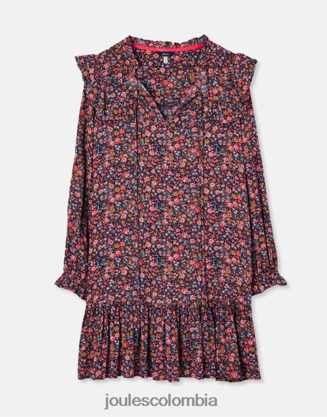 Joules vestir mujer Túnica escalonada con volantes en forma de cerradura y rubí H0604R30 posey azul marino