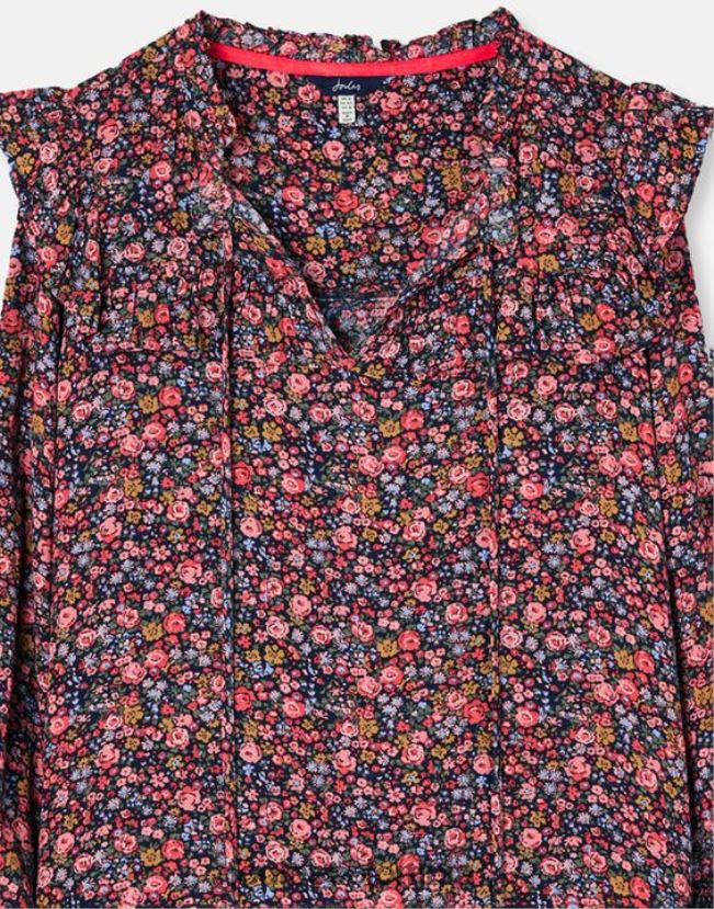 Joules vestir mujer Túnica escalonada con volantes en forma de cerradura y rubí H0604R30 posey azul marino