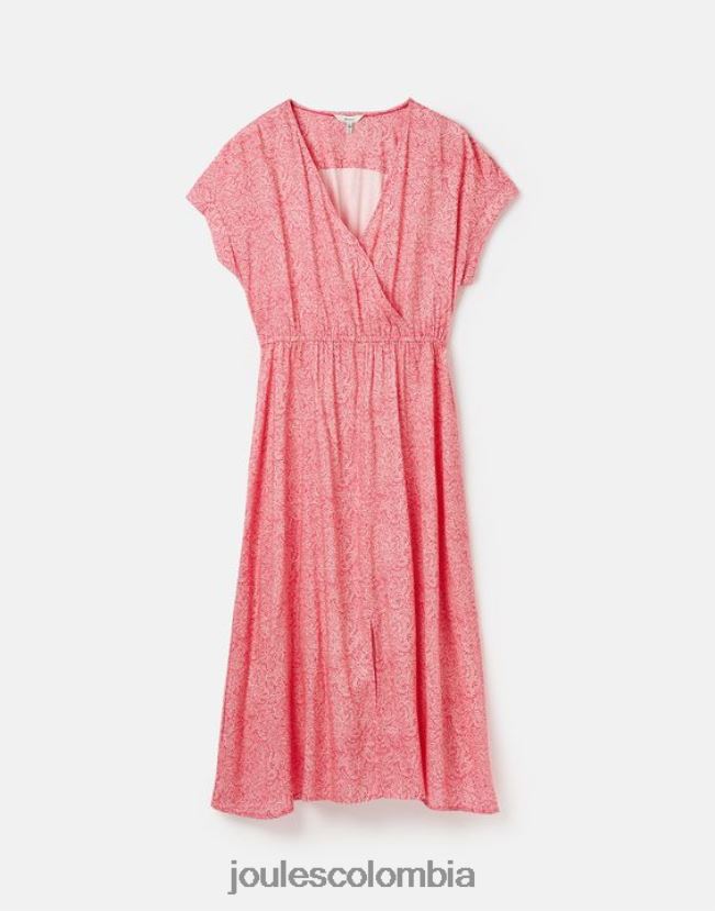 Joules vestir mujer vestido abigail con cuello en v H0604R96 mancha de sauce rosa intenso