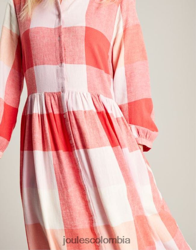 Joules vestir mujer vestido camisero holgado faye H0604R7 cheque rosa