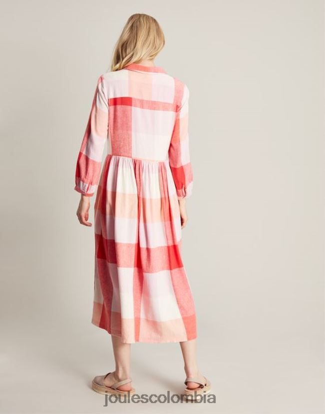 Joules vestir mujer vestido camisero holgado faye H0604R7 cheque rosa