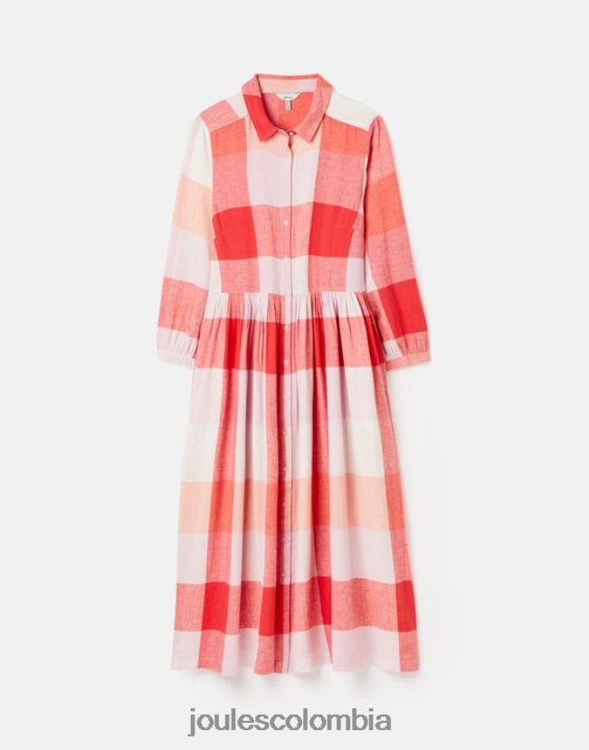 Joules vestir mujer vestido camisero holgado faye H0604R7 cheque rosa