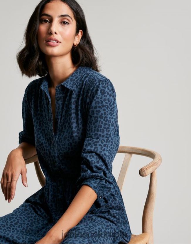 Joules vestir mujer vestido camisero midi de punto Nova H0604R94 leopardo azul