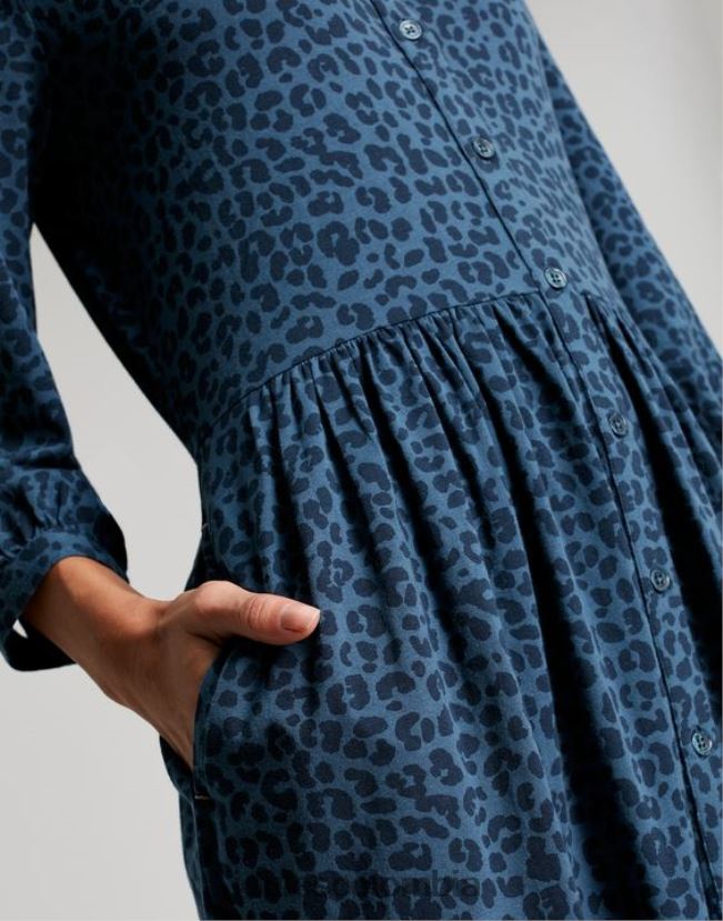Joules vestir mujer vestido camisero midi de punto Nova H0604R94 leopardo azul