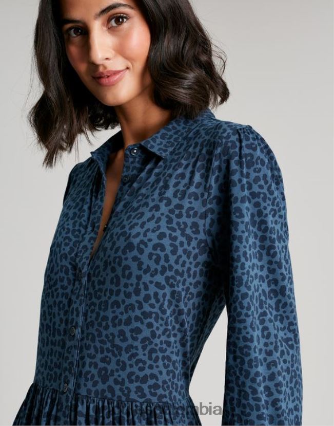 Joules vestir mujer vestido camisero midi de punto Nova H0604R94 leopardo azul