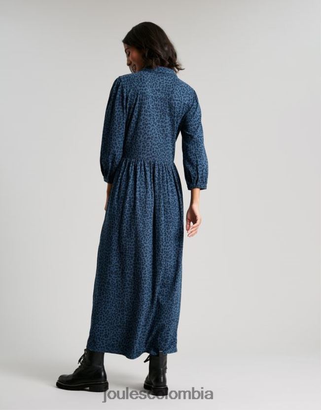 Joules vestir mujer vestido camisero midi de punto Nova H0604R94 leopardo azul