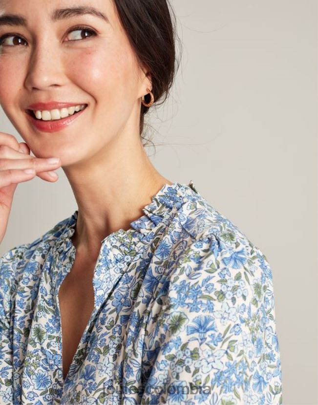 Joules vestir mujer vestido corto con escote y volantes de Lotty H0604R17 flor azul