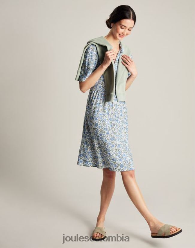 Joules vestir mujer vestido corto con escote y volantes de Lotty H0604R17 flor azul