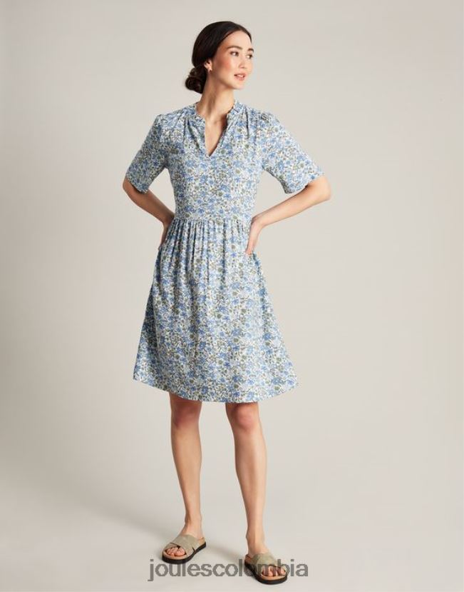 Joules vestir mujer vestido corto con escote y volantes de Lotty H0604R17 flor azul