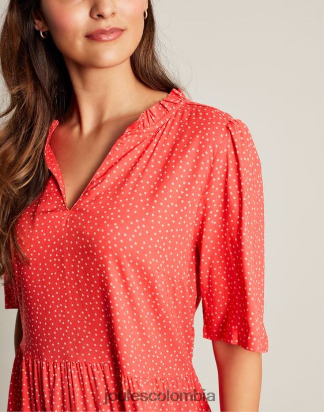 Joules vestir mujer vestido corto con escote y volantes de Lotty H0604R97 Mancha roja