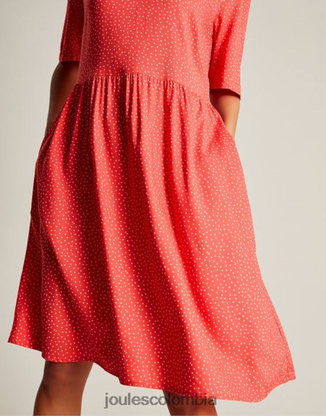 Joules vestir mujer vestido corto con escote y volantes de Lotty H0604R97 Mancha roja