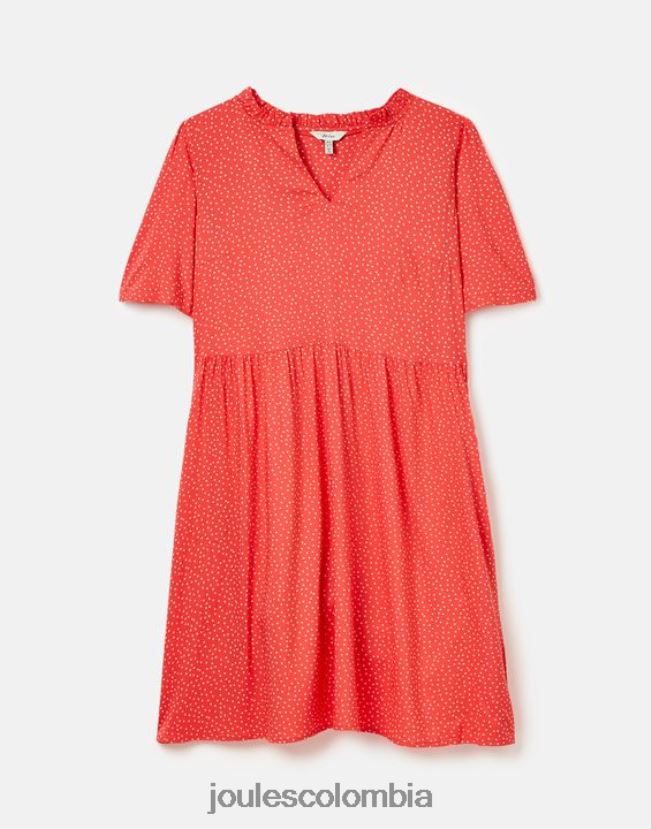 Joules vestir mujer vestido corto con escote y volantes de Lotty H0604R97 Mancha roja