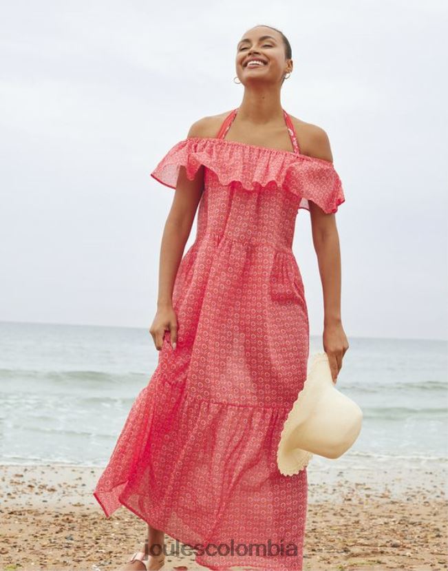 Joules vestir mujer vestido de playa de helecho H0604R91 rosa floral