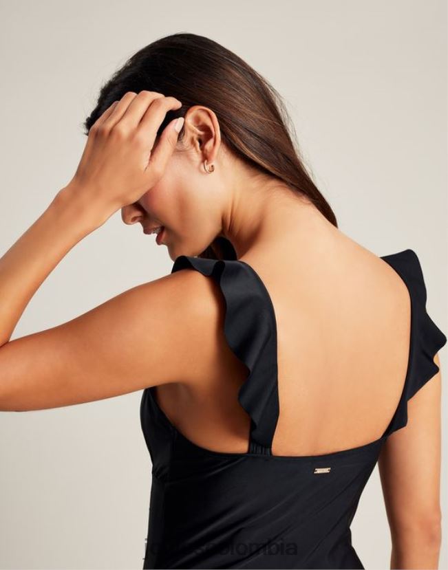 Joules vestir mujer traje de baño con volantes de peonía H0604R110 negro verdadero