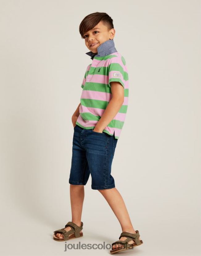Joules vestir Niños polo de punto de rayas ozzy 2-12 años H0604R337 raya verde rosa