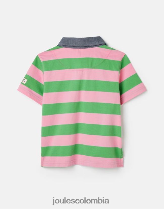 Joules vestir Niños polo de punto de rayas ozzy 2-12 años H0604R337 raya verde rosa