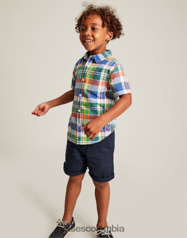 Joules vestir Niños camisa sark oxford cuadros manga corta 2-12 años H0604R354 cheque azul