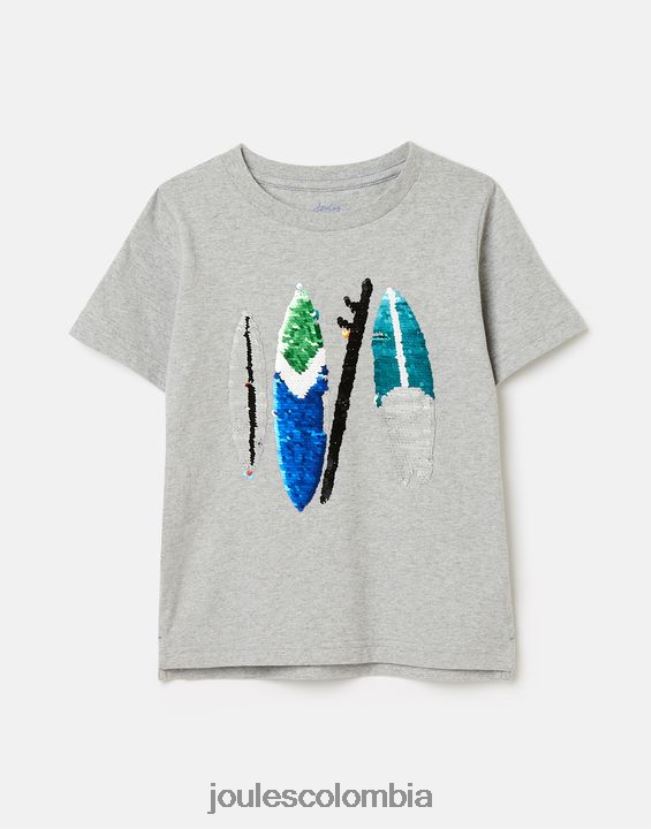 Joules vestir Niños camiseta archie manga corta 5-12 años H0604R368 tablas de surf grises