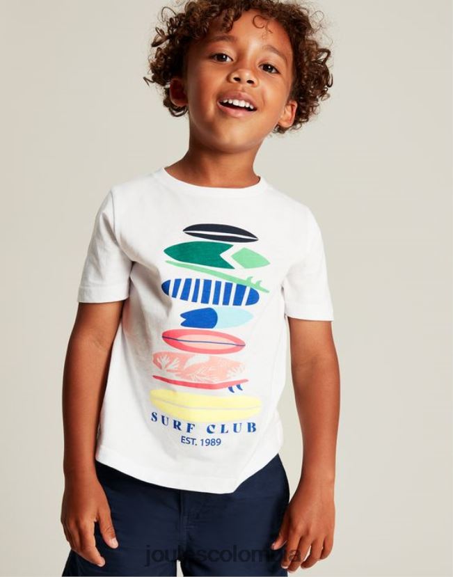 Joules vestir Niños camiseta manga corta ben 2-12 años H0604R362 tablas de surf blancas