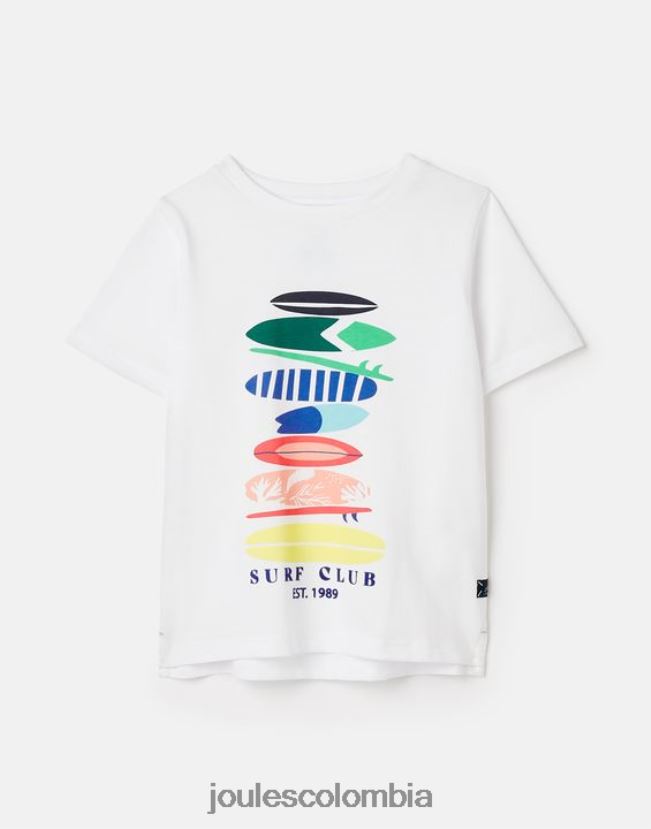 Joules vestir Niños camiseta manga corta ben 2-12 años H0604R362 tablas de surf blancas