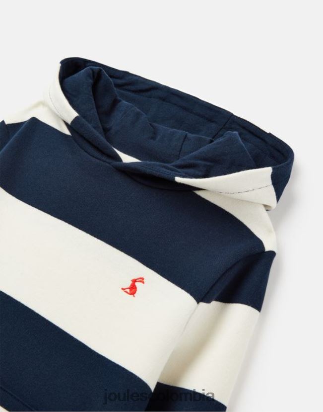 Joules vestir Niños sudadera con capucha burlton rayas 2-12 años H0604R342 raya crema azul marino