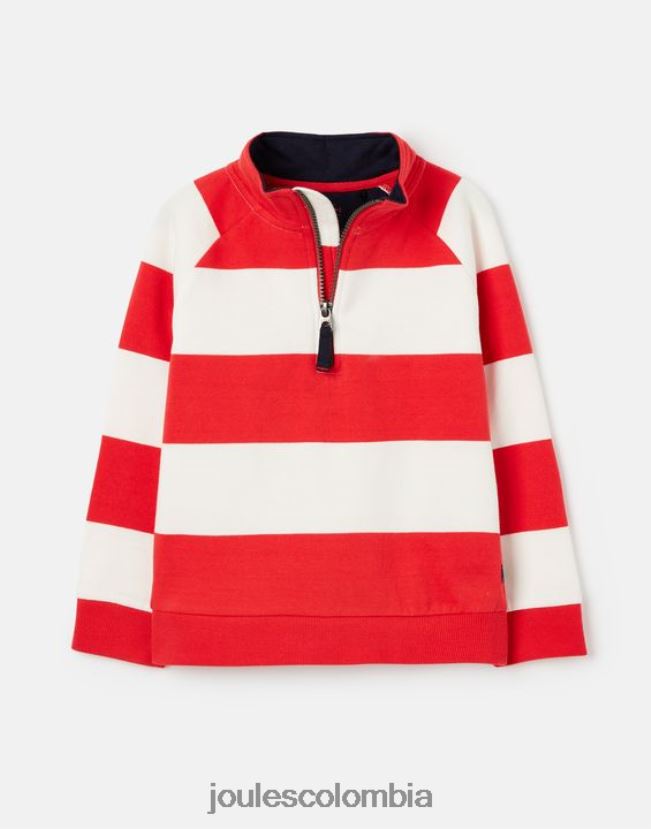 Joules vestir Niños sudadera finn rayas 1/2 cremallera 2-12 años H0604R361 melón raya roja